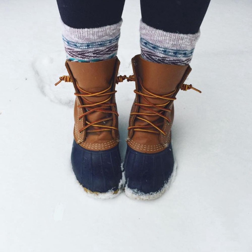 L.L. Bean Boots - 8” Brown and Blue Duck Boots